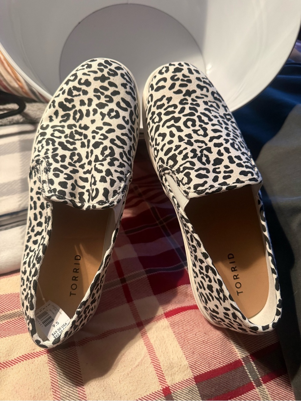 torrid White and Black Leopard-Print Slip-On Sneakers